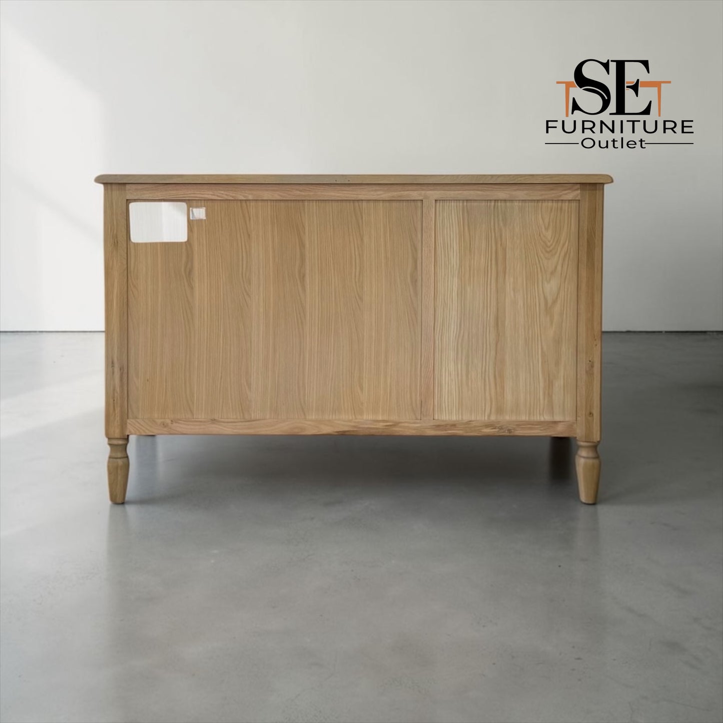 Grey-toned Limewashed Finish Solid Oak & High-Quality Oak Veneer 3 Door Sideboard, Camille Range, RRP £1099
