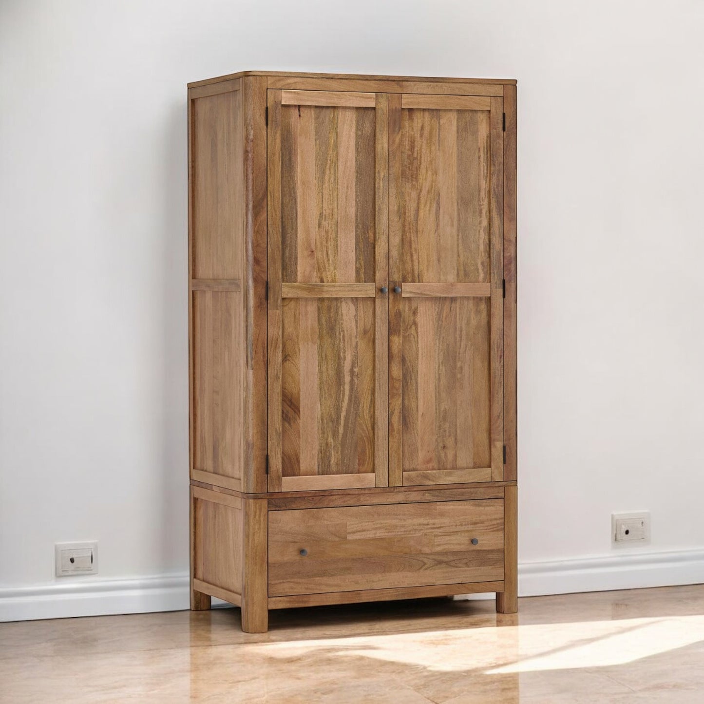 Natural Solid Mango Wood Double Wardrobe Noah Range From Oak Furnitureland RRP £1039