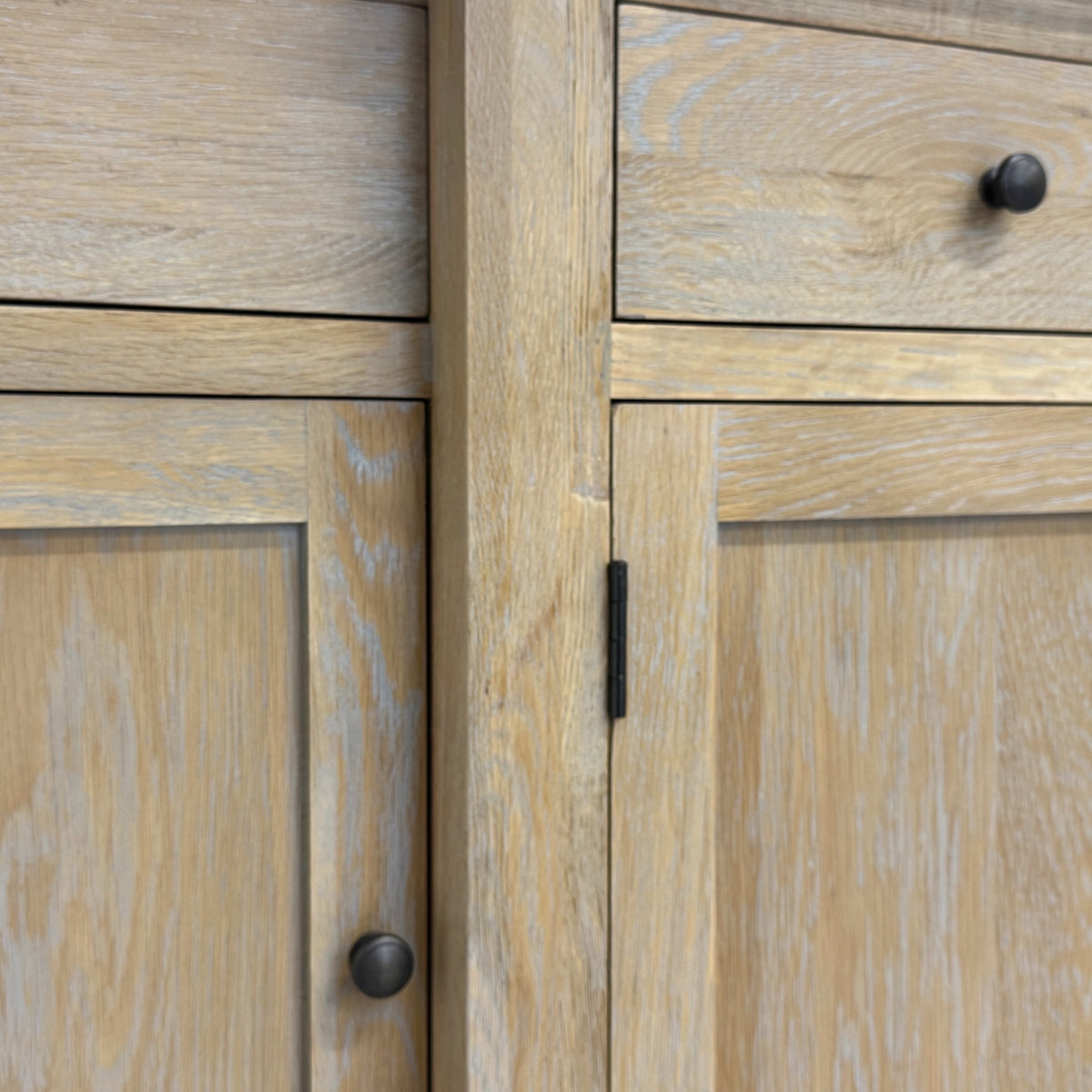 Grey-toned Limewashed Finish Solid Oak & Quality Oak Veneer Extra Large Sideboard, Camille Range, RRP £1400