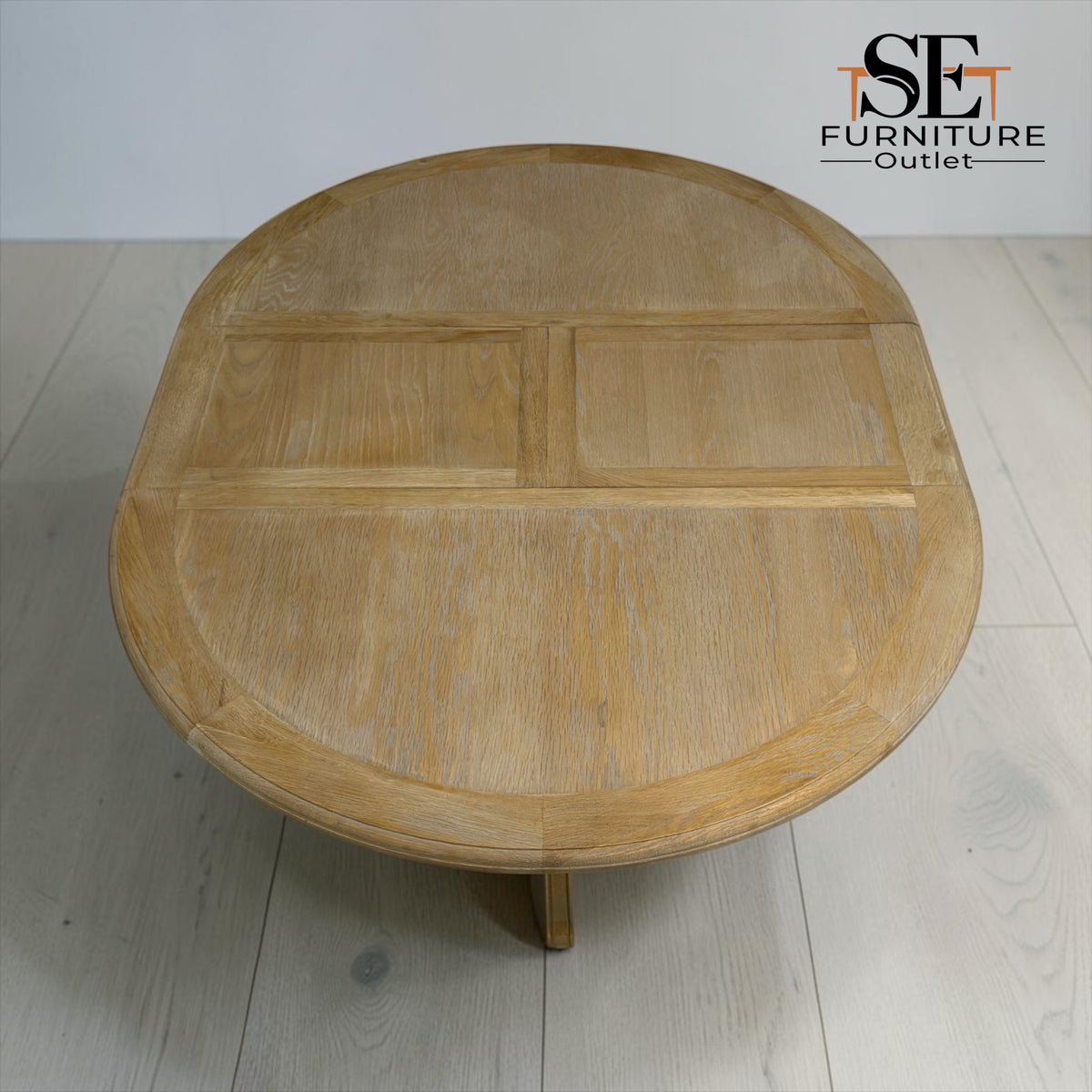 Grey-toned Limewashed Finish Solid Oak and Oak Veneer 4-6 Seater Extending Round Dining Table, Camille Range RRP £1399