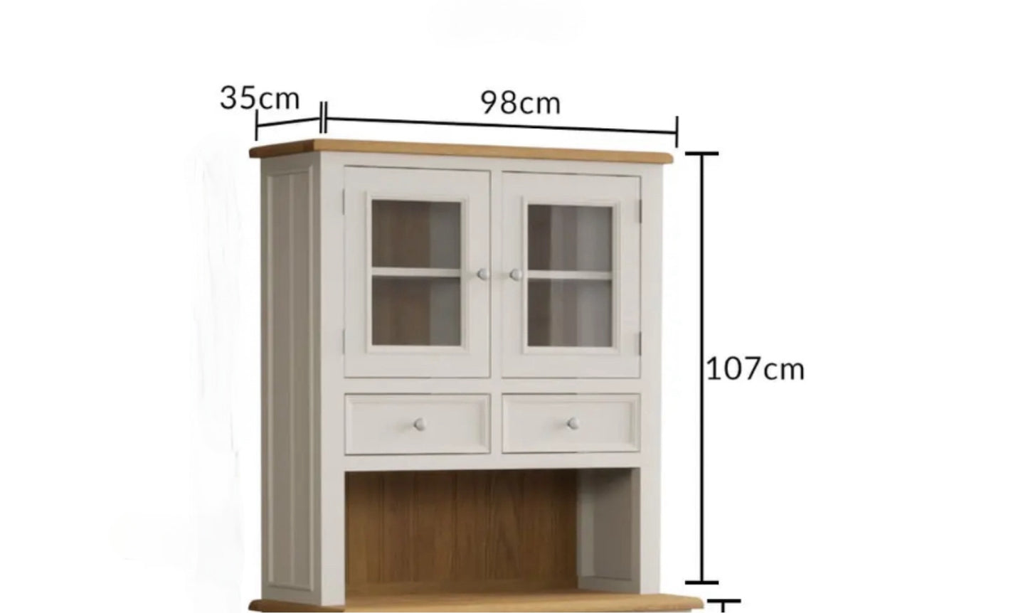 Solid Oak Top & Painted Dresser Top in Grey (No Veneer,MDF Or Chipboard Used)