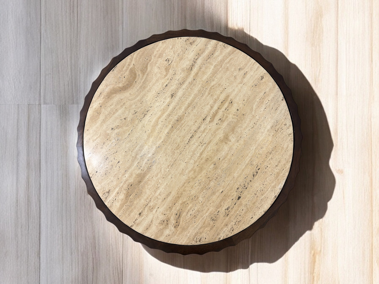 Solid Mango Wood & Natural Travertine Stone Topped Coffee Table RRP £819
