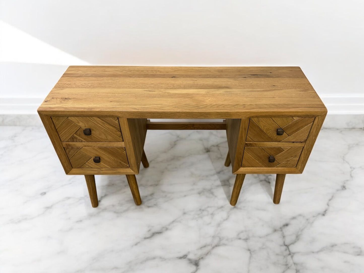 Oak Furnitureland Brushed & Glazed Solid Oak Dressing Table Parquet Range RRP £529
