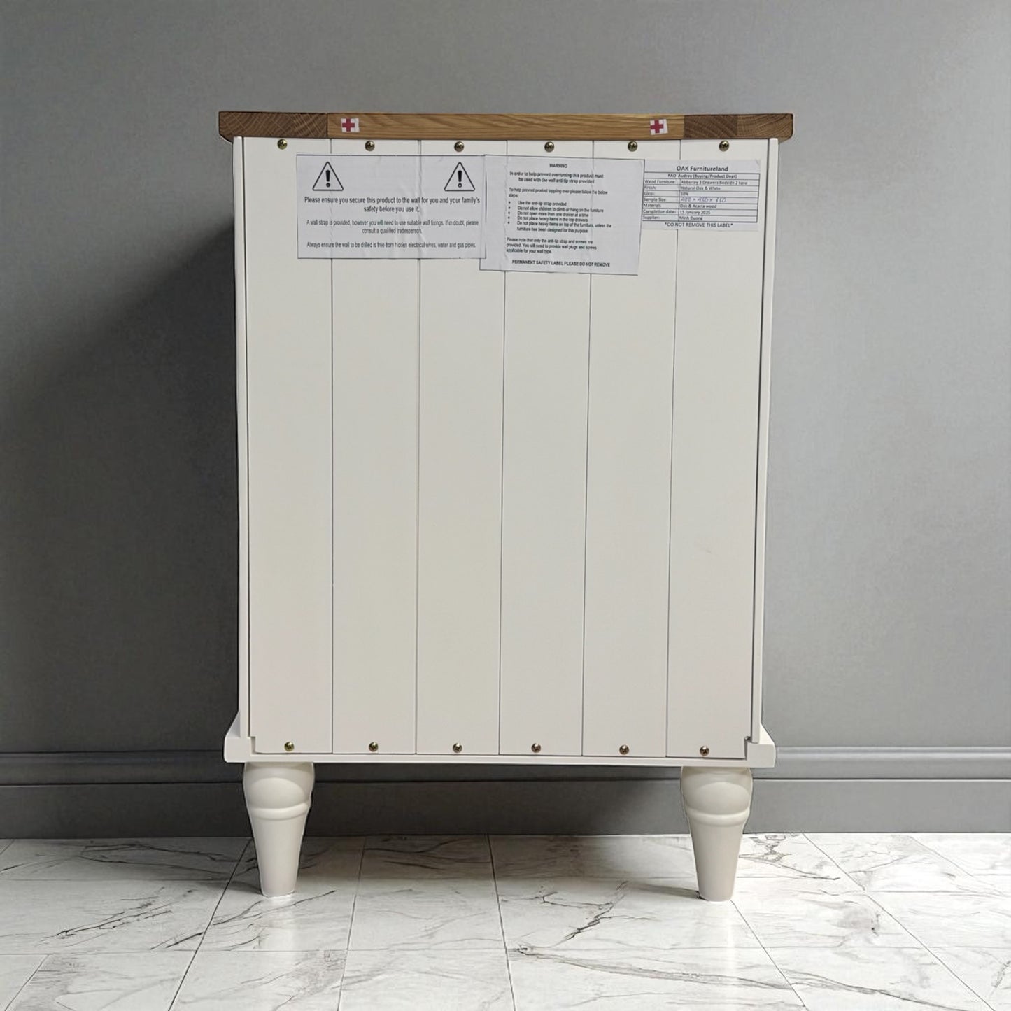 Natural Solid Oak & Acacia Wood Painted 3 Drawer Bedside Table From Oak Furnitureland