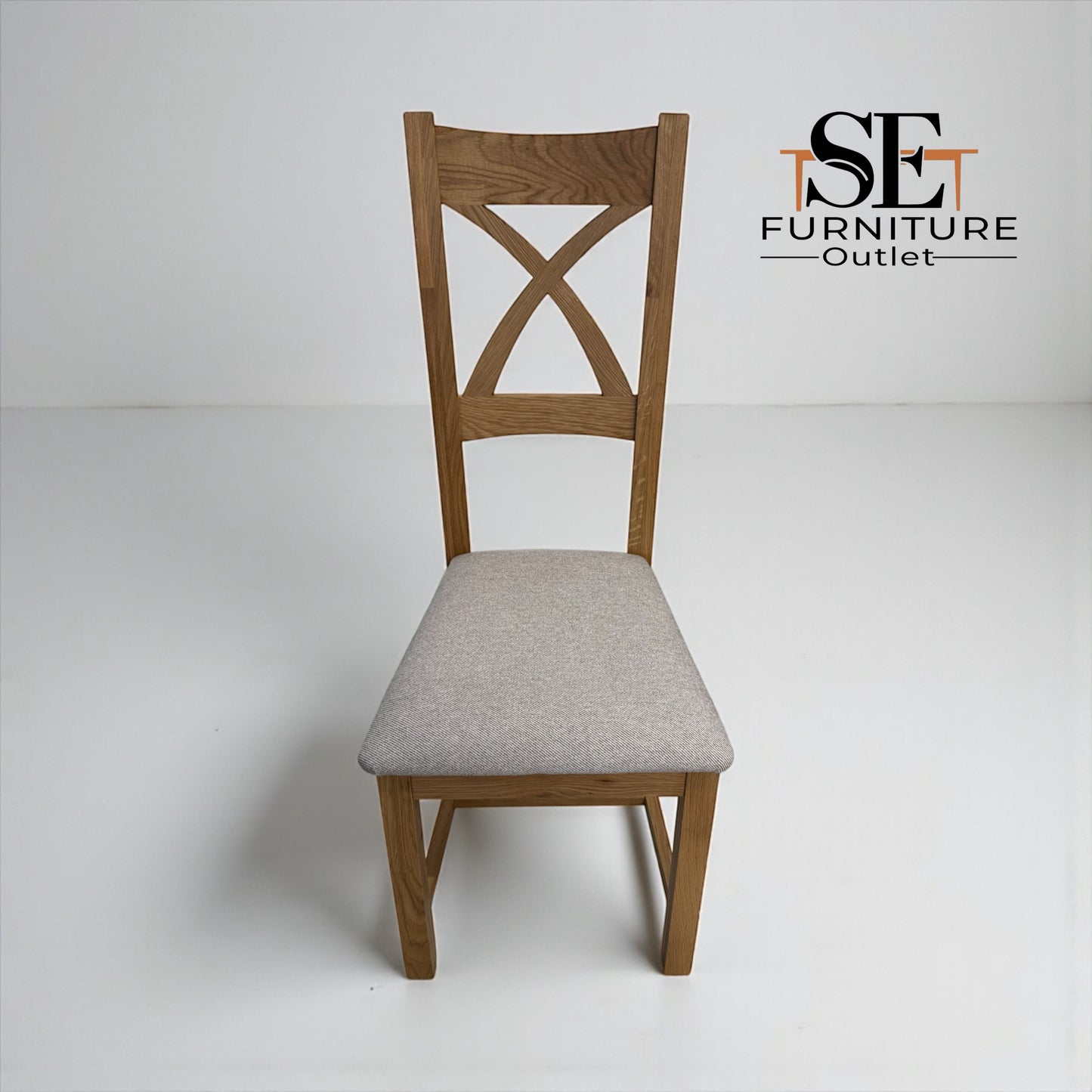 Set of 6 Cross Back Natural Oak Dining Chairs, From Oak Furnitureland RRP £200 Each