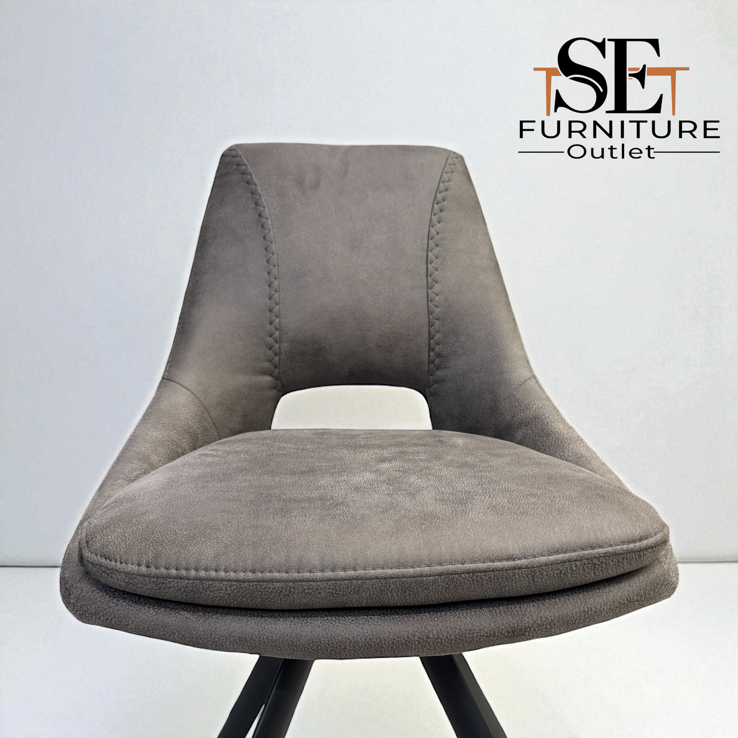 Set of 6 Dark Grey Suede Look Swivel Dining Chairs, From Oak Furnitureland RRP £260 Each