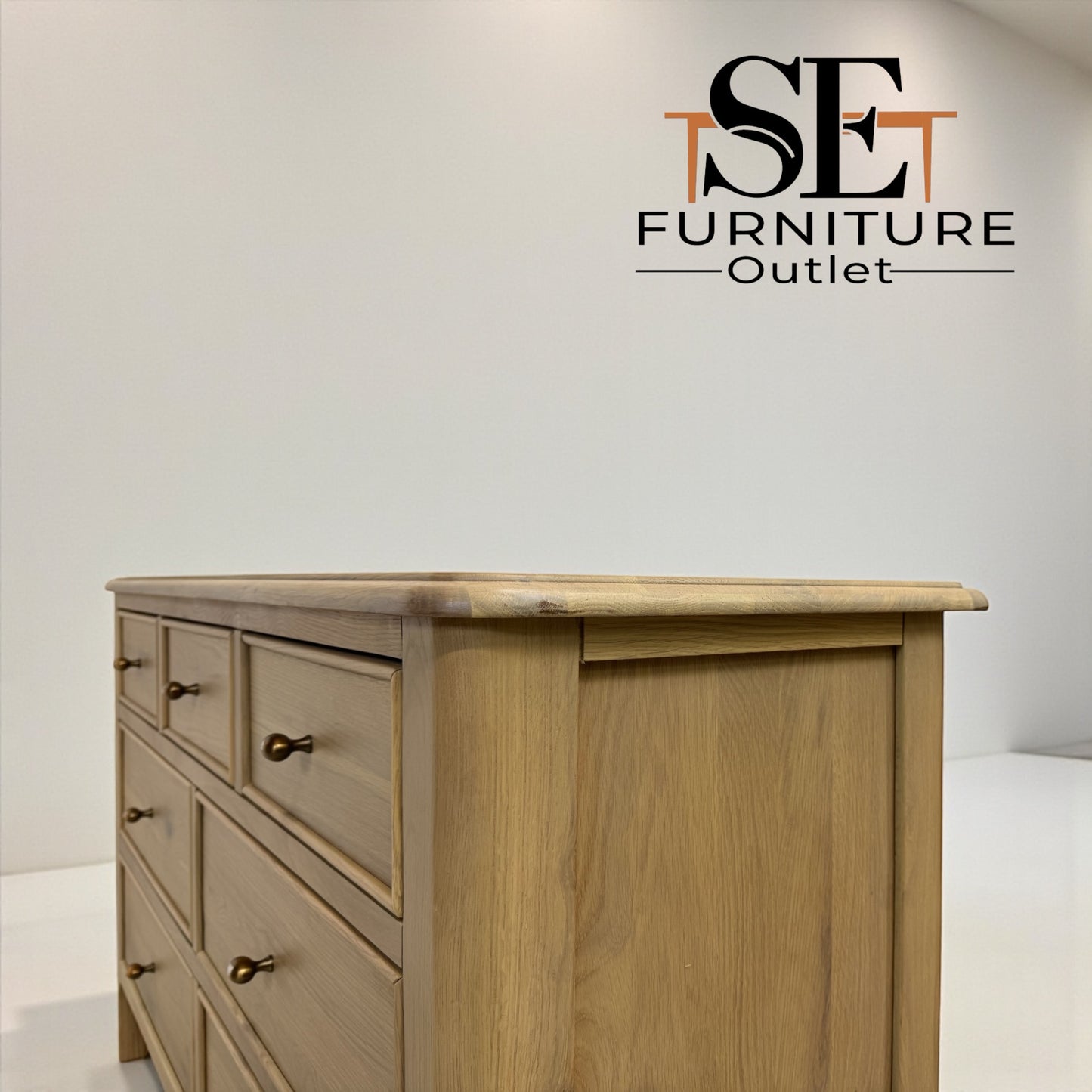 Light Natural Solid Oak 7 Drawer Chest, Newton Range From Oak Furnitureland RRP £679