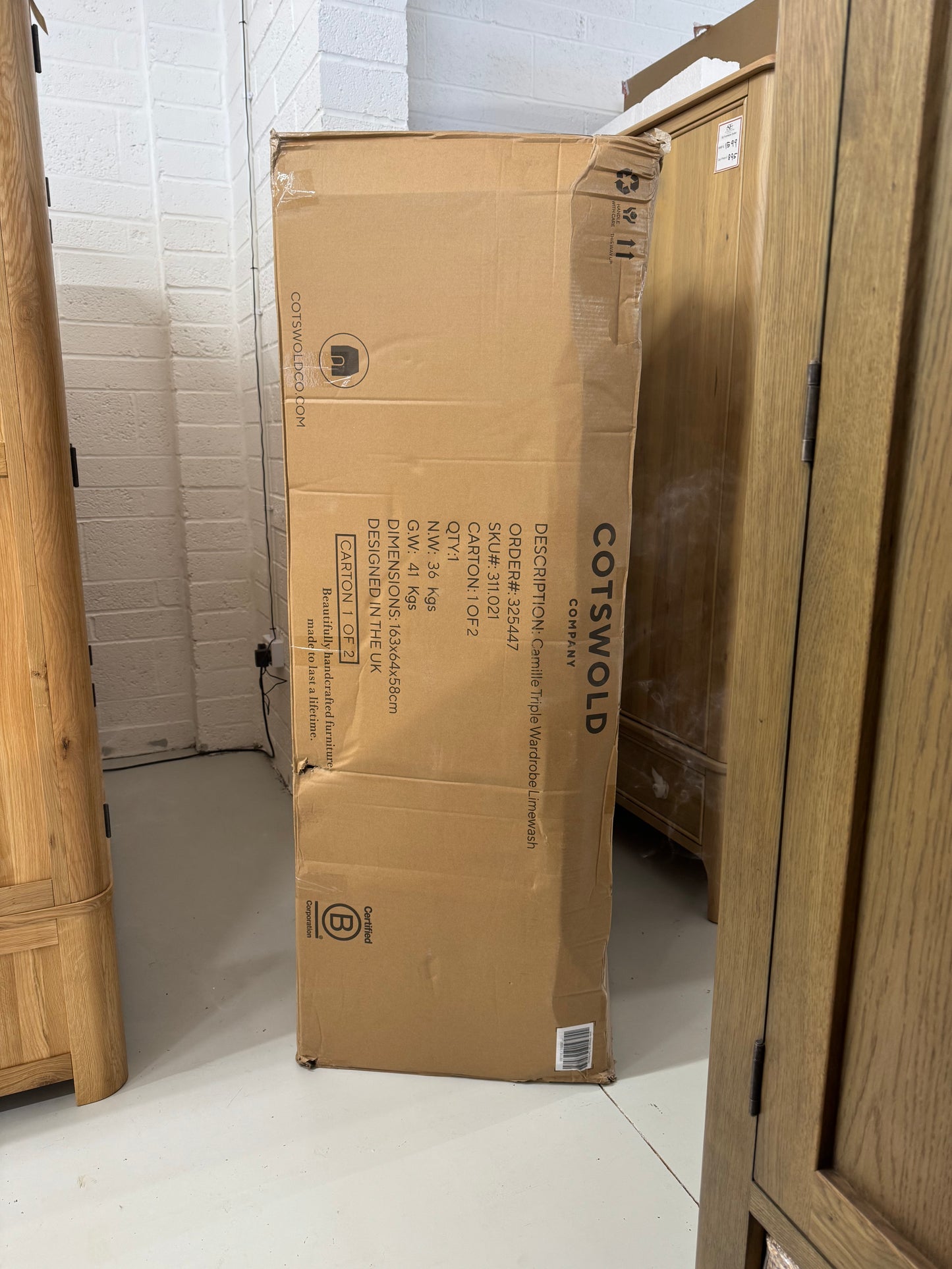 Solid Oak Triple Wardrobe with Limewash Finish, Camille Range RRP £1799