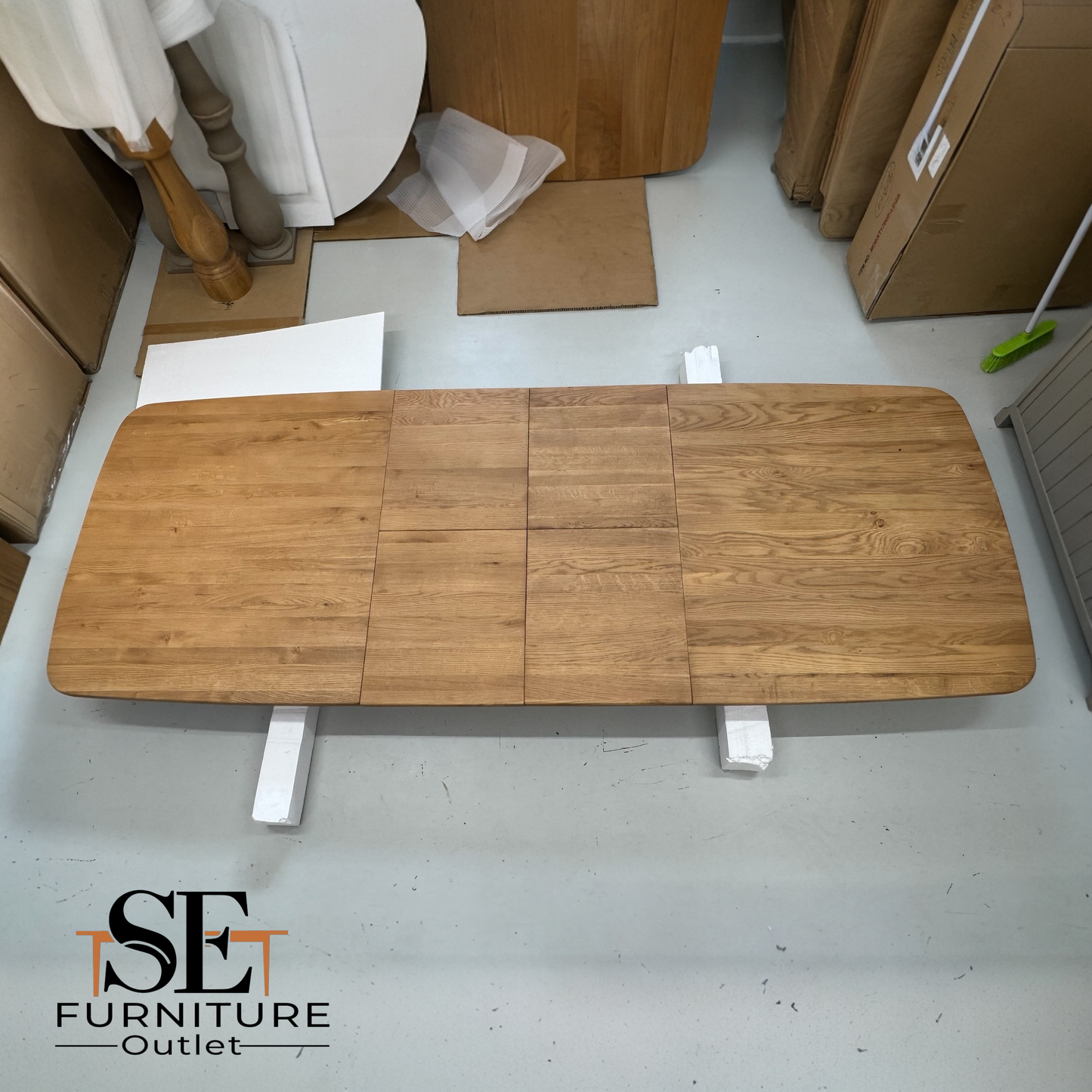 Natural Solid Oak Extending Dining Table, 6 to 10 Seater Bentley Range From Oak Furnitureland RRP £1079