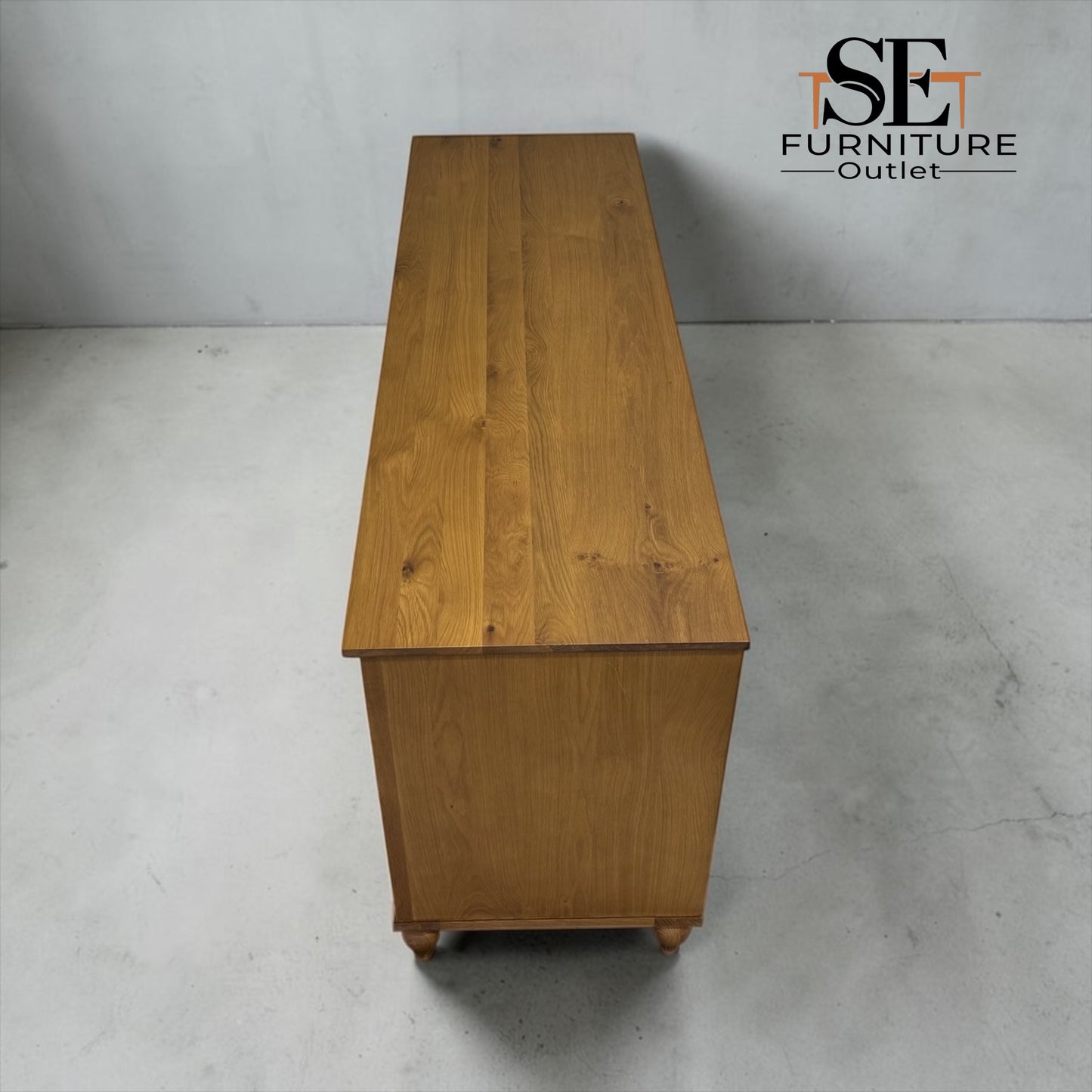 Solid Oak Top & Quality Oak Veneer 8-Drawer Wide Chest, Elkstone Mellow Oak Range, RRP £850