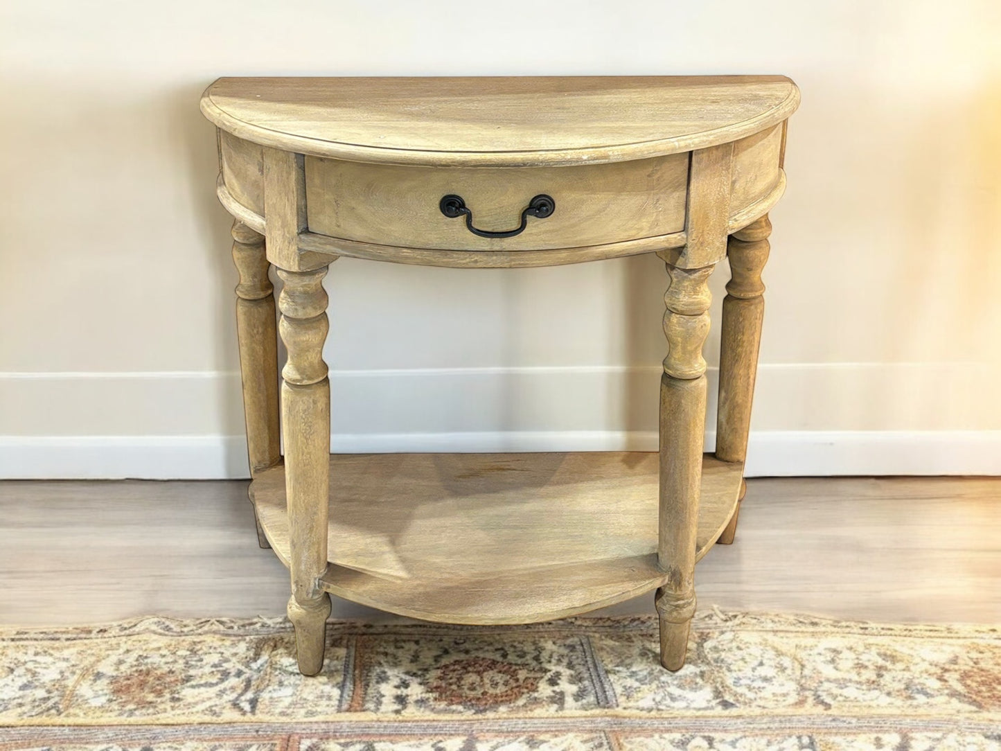 Solid Wood Half Moon Console Table