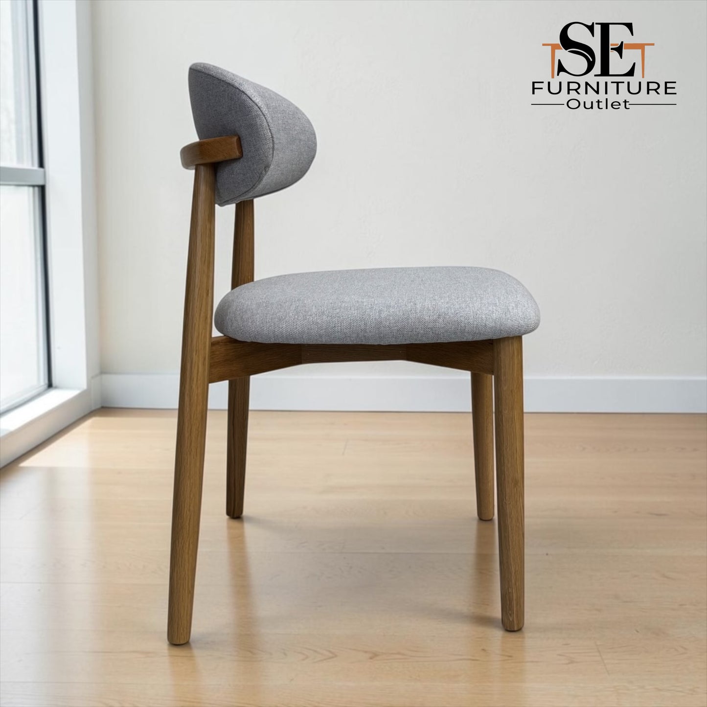 Set of 6 Natural Oak Dining Chairs in Cloud Grey, OTIS Range From Oak Furnitureland RRP £260 each