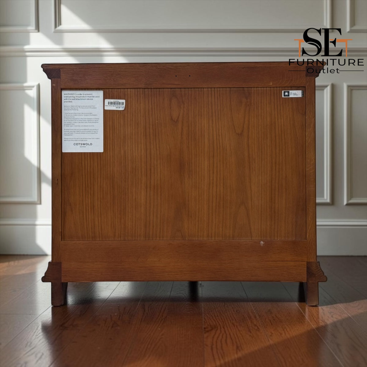 Solid Oak & Oak Veneer Wide Bedside Table from the Winchcombe Dark Oak Range, RRP £499