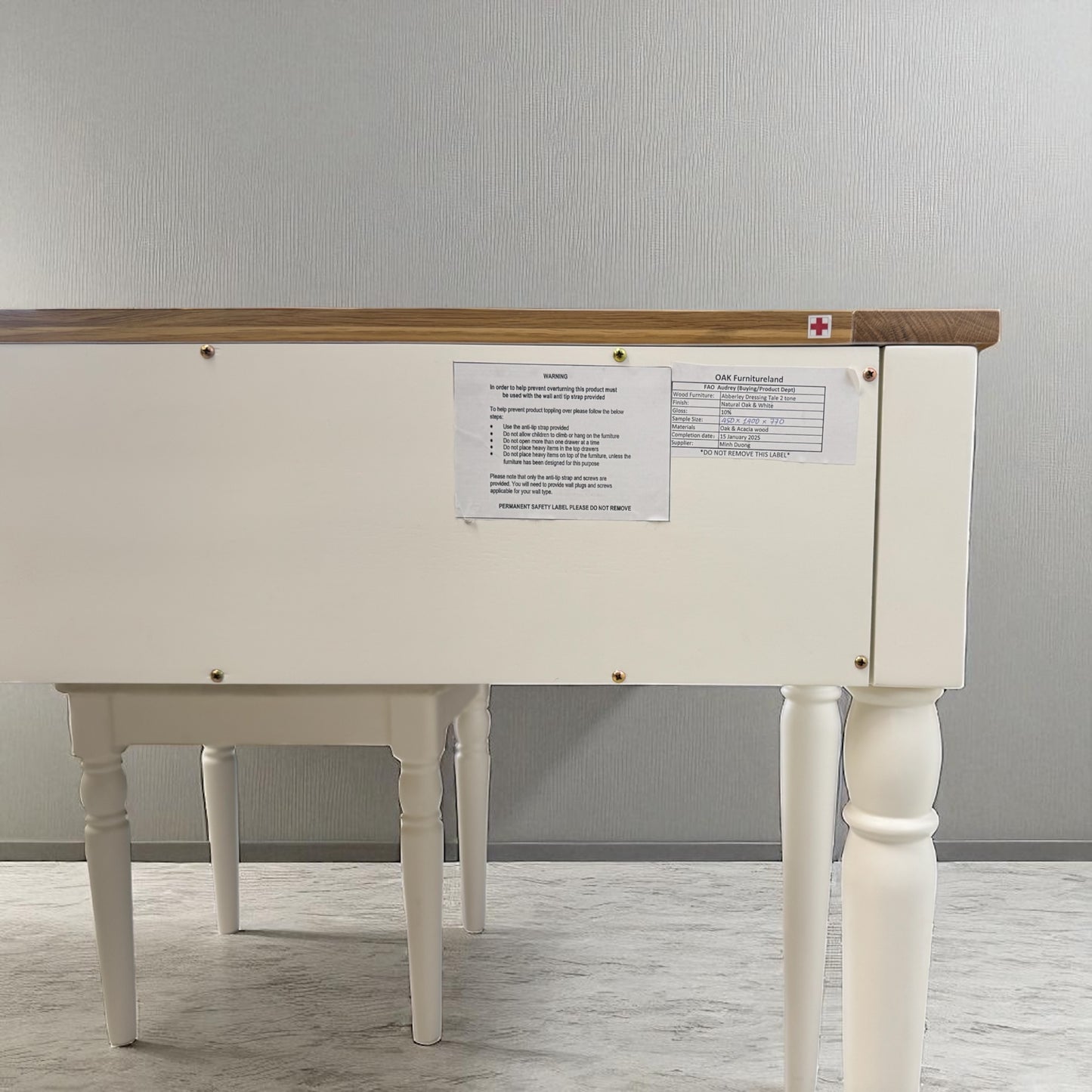 Natural Solid Oak & Acacia Wood Painted Dressing Table & Stool From Oak Furnitureland