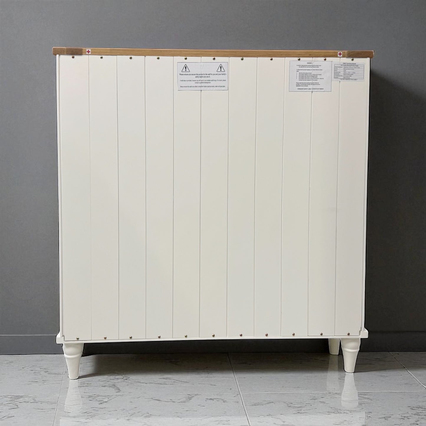 Natural Solid Oak & Acacia Wood Painted 5 Drawer Chest From Oak Furnitureland