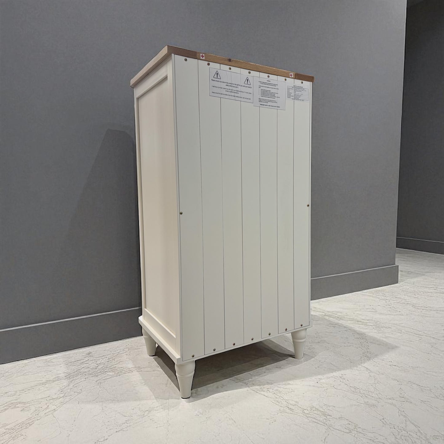 Natural Solid Oak & Acacia Wood Painted 5 Drawer Tallboy From Oak Furnitureland