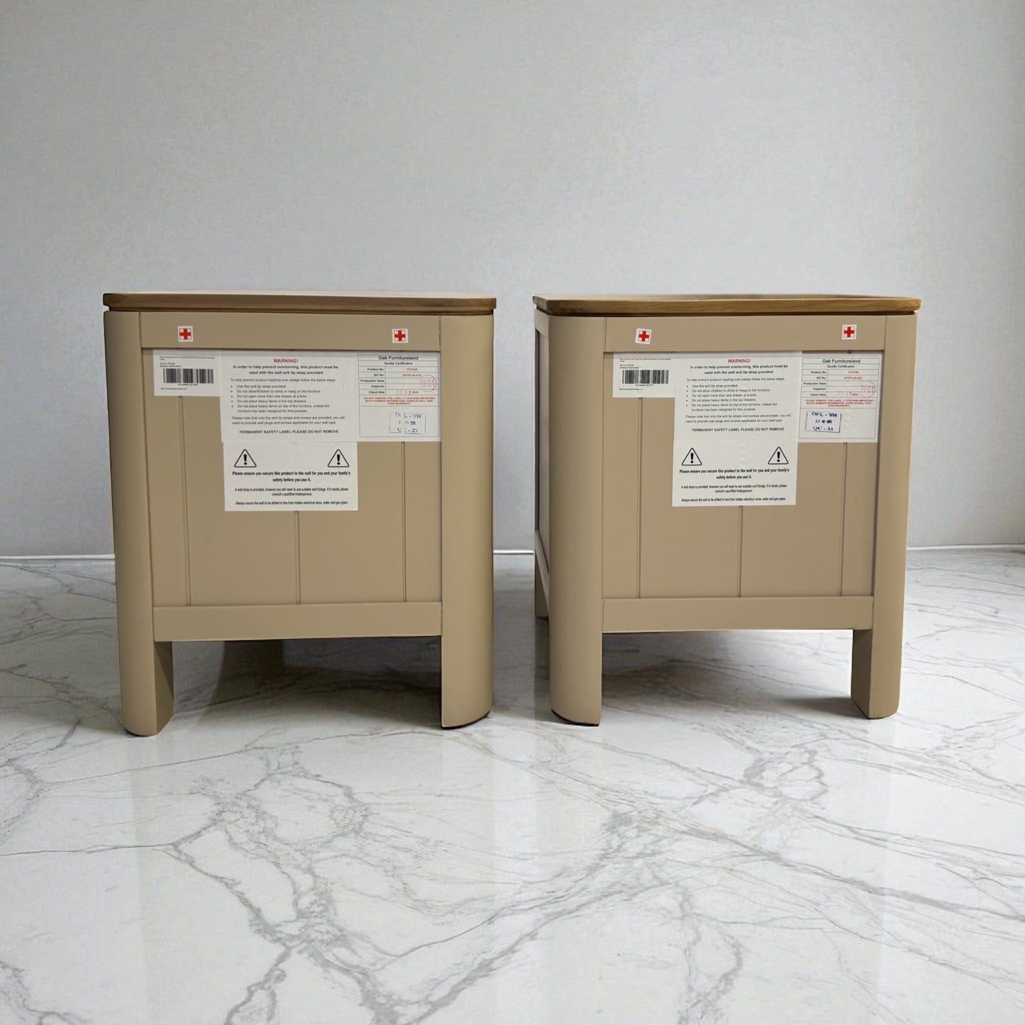 Smoked Oak & Painted Bedside Tables Otto Range From Oak Furnitureland RRP £538