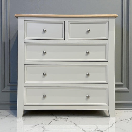 Natural Solid Oak & Painted 5 Drawer Chest, From Oak Furniture Superstore