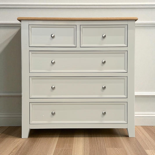 Natural Solid Oak & Painted 5 Drawer Chest, From Oak Furniture Superstore