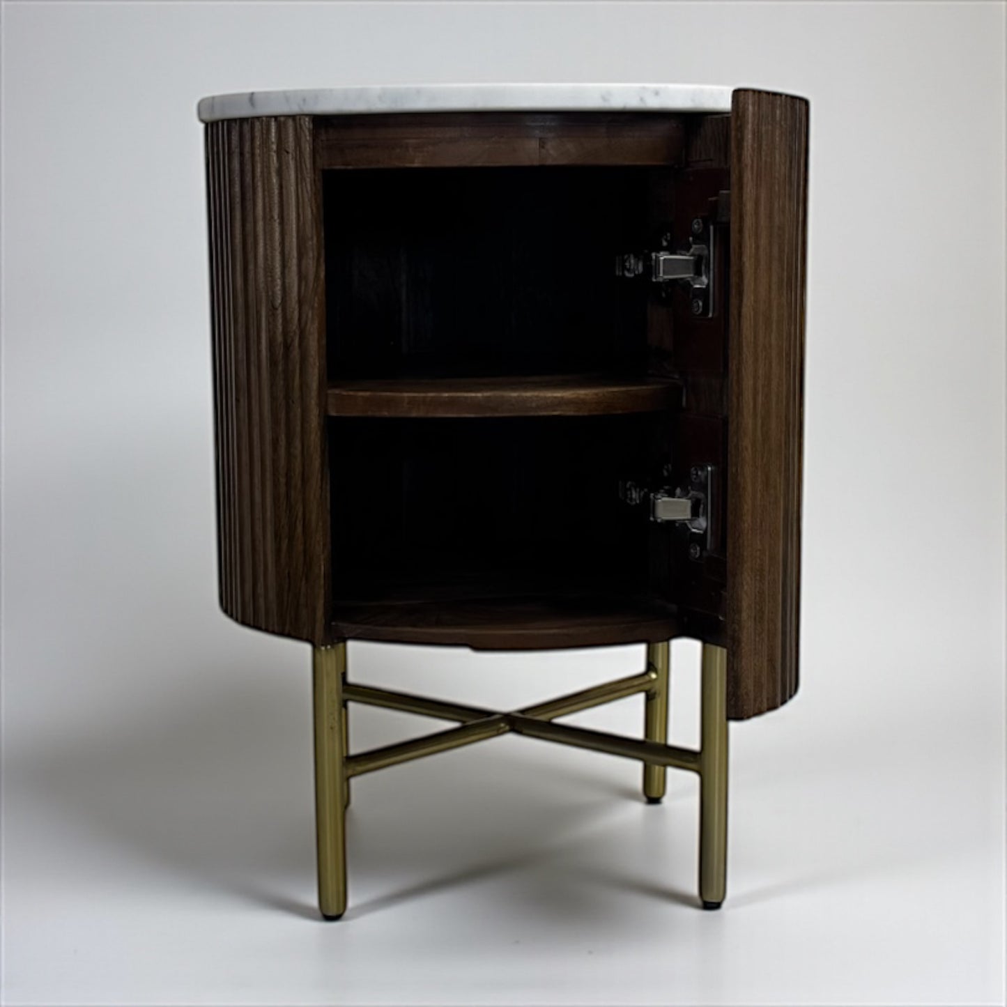 Solid Mango Wood & Marble Top Bedside Table RRP £299