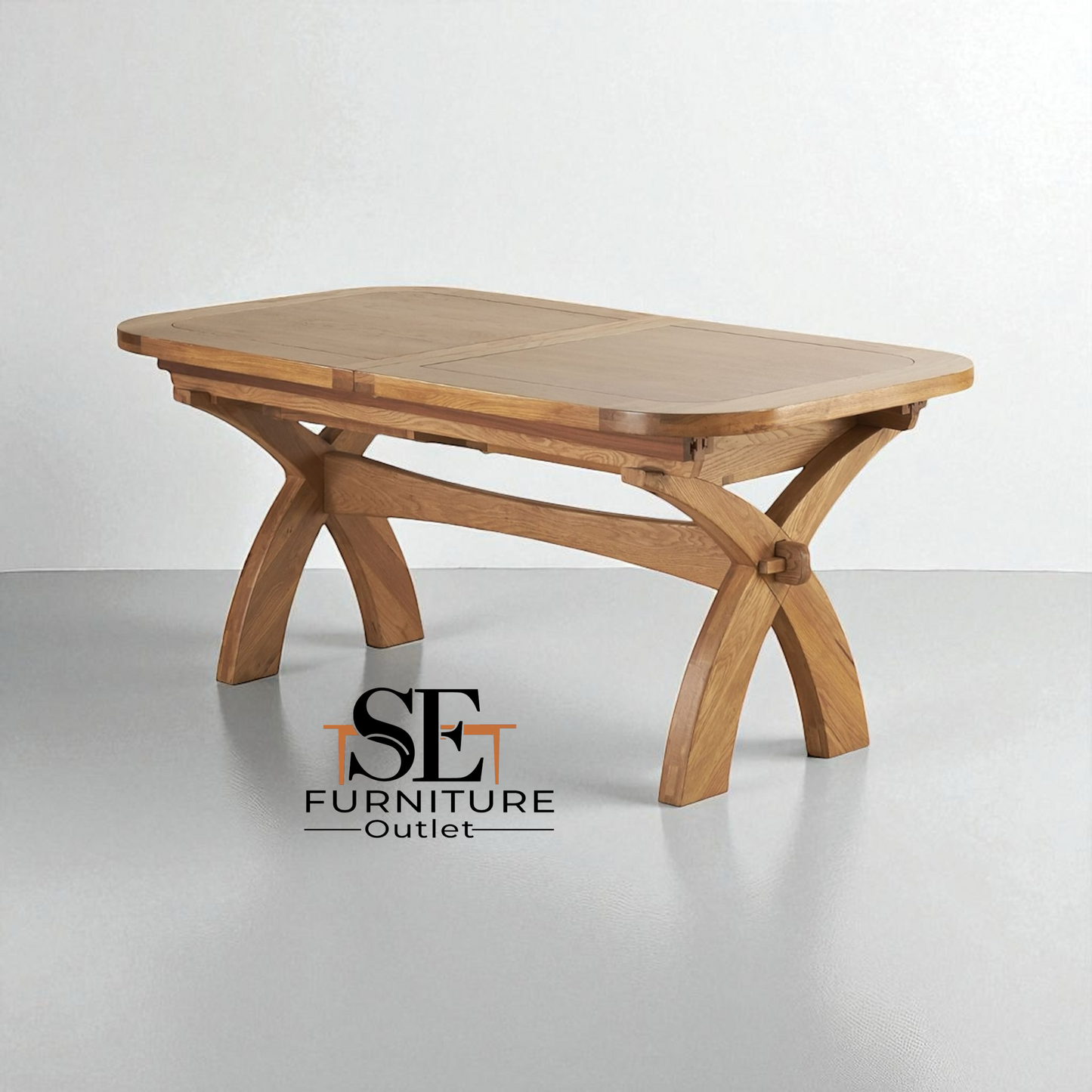 Natural Solid Oak Extending Dining Table, 10 to 12 Seater Hercules Range From Oak Furnitureland RRP £1099