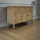 Grey-toned Limewashed Finish Solid Oak & High-Quality Oak Veneer 3 Door Sideboard, Camille Range, RRP £1099