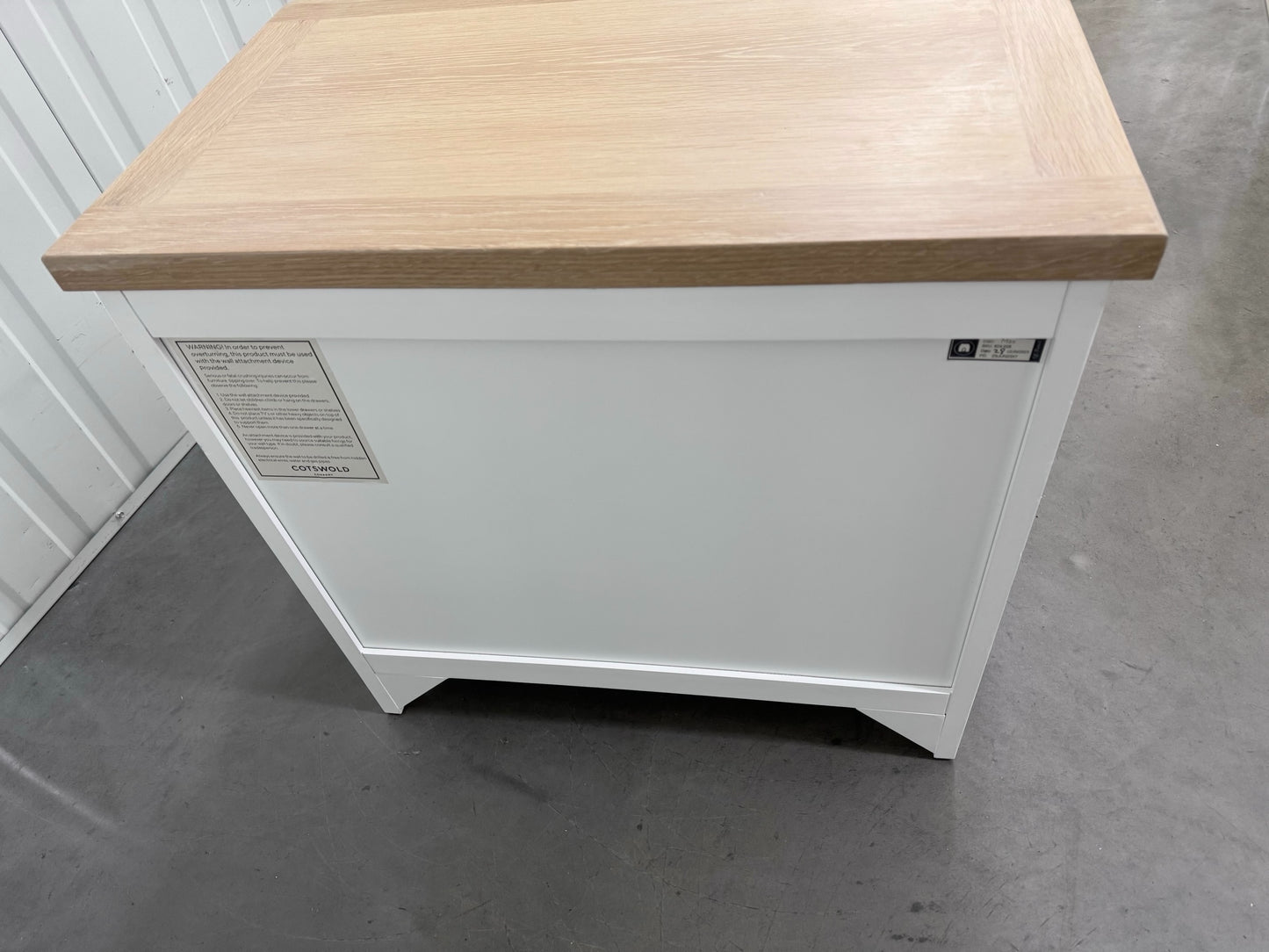 Cotswold Company Oak & Warm White Painted 3 Drawer Jumbo Bedside Table RRP £299