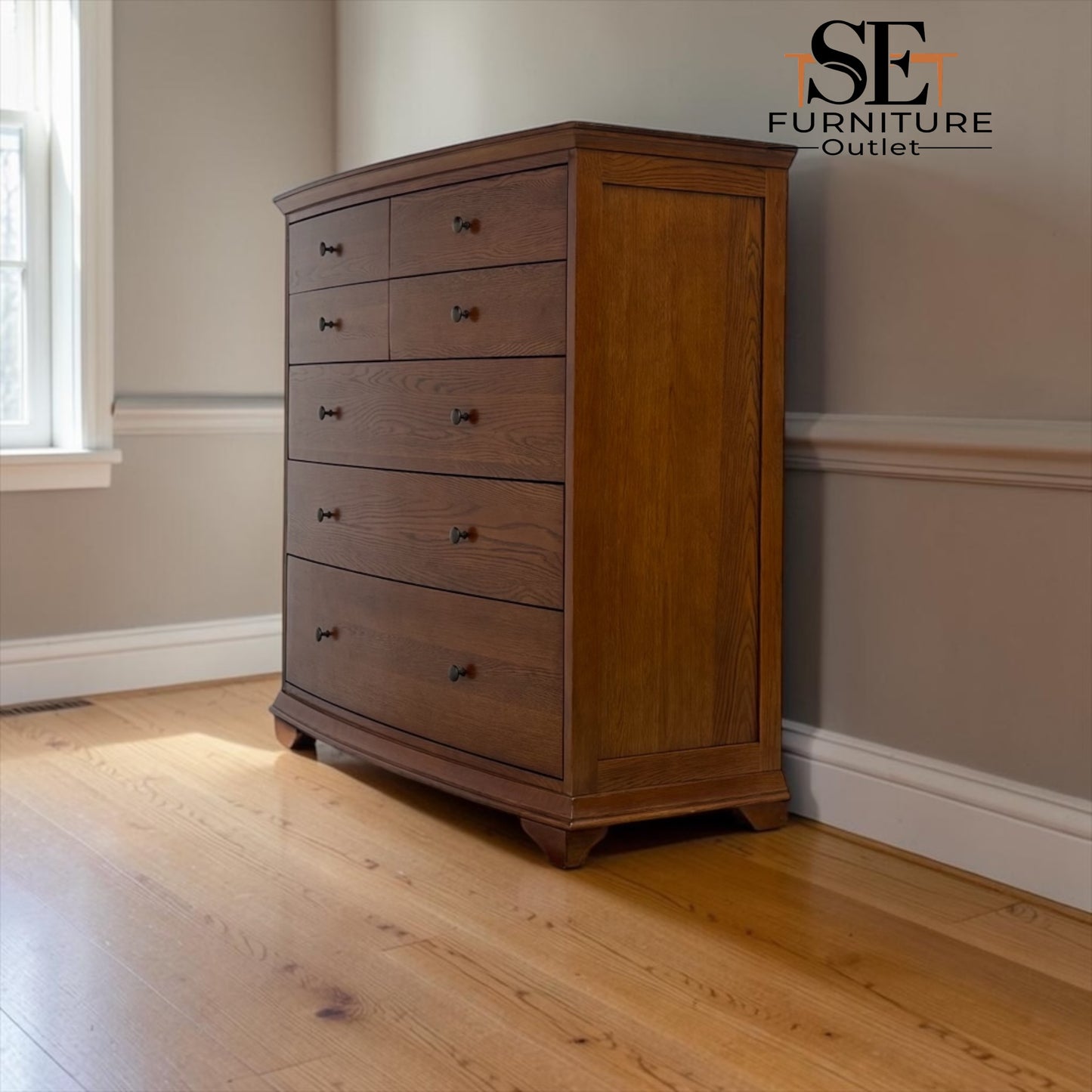 Solid Oak & Oak Veneer 7 Drawer Chest, Winchcombe Dark Oak Range RRP £1250