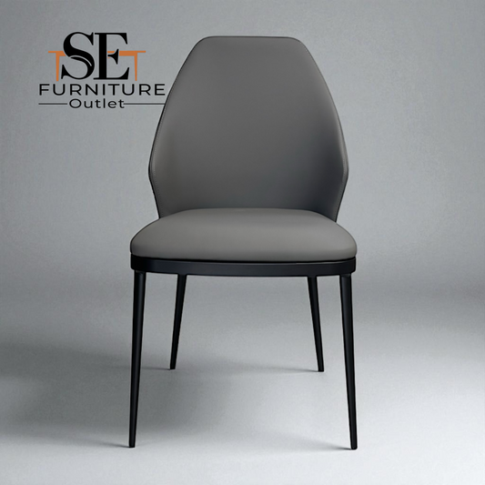 Set of 4 Ergonomic Dining Chairs with Grey Faux Leather and Black Metal Legs, RRP £596.