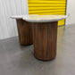 Solid Mango Wood Fluted Base & White Marble Top Side Tables