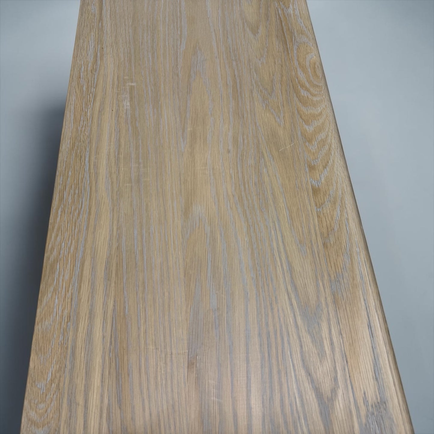 Grey-toned Limewashed Finish Solid Oak and Quality Oak Veneer XXL Tv Stand Fits up to 90", Camille Range RRP £1099