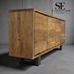 Chunky Solid Acacia Wood Live Edge 4-Door Extra Large Sideboard with Gun Metal Legs RRP £1299