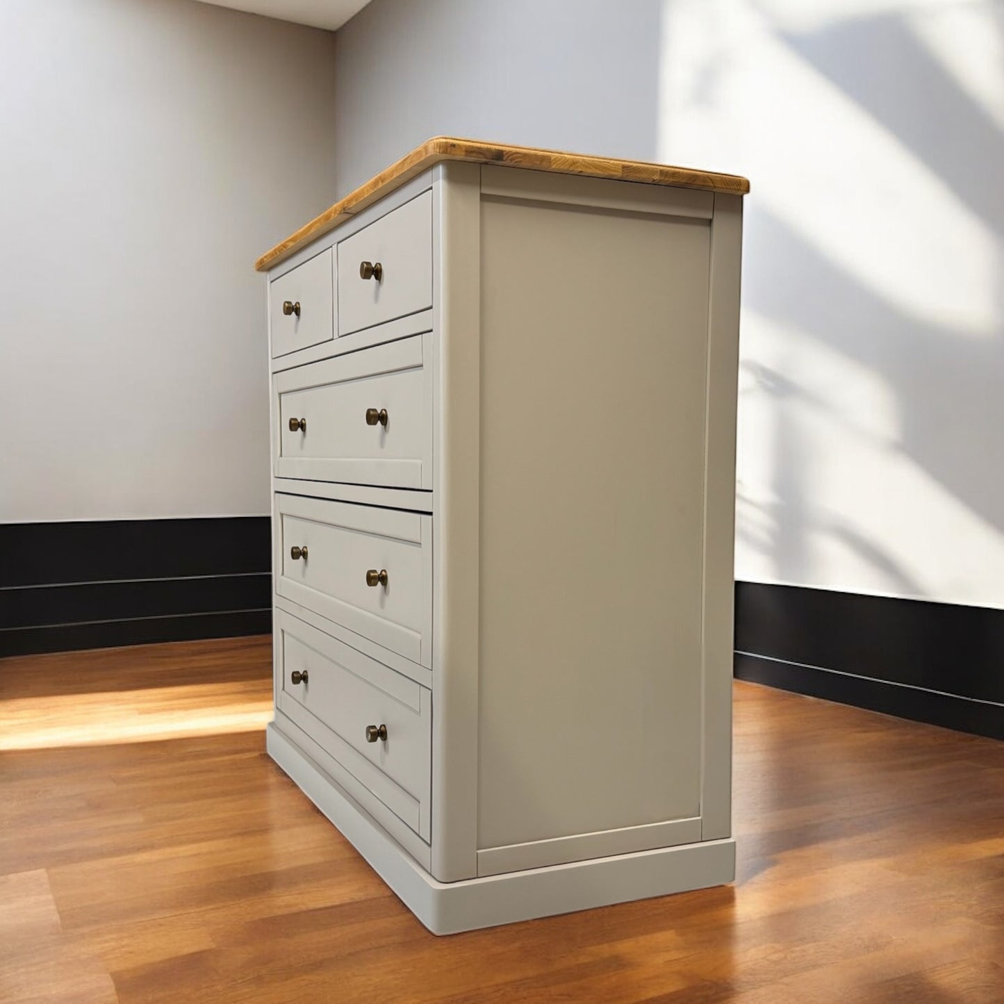 Natural Solid Oak & Painted 5 Drawer Chest of Drawers, Henley Range From Oak Furnitureland RRP £629