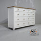 White Wax Finished Oak Top 10 Drawer Chest, Chester Pure White Range RRP £1100