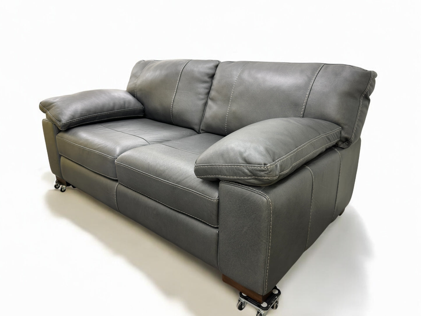 Oak Furnitureland Luxurious Italian Caruso Slate Leather Sofa Matera Range RRP £2299