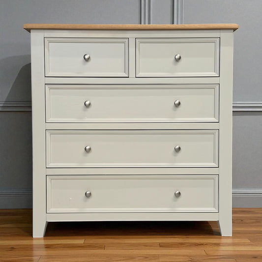 Natural Solid Oak & Painted 5 Drawer Chest, From Oak Furniture Superstore