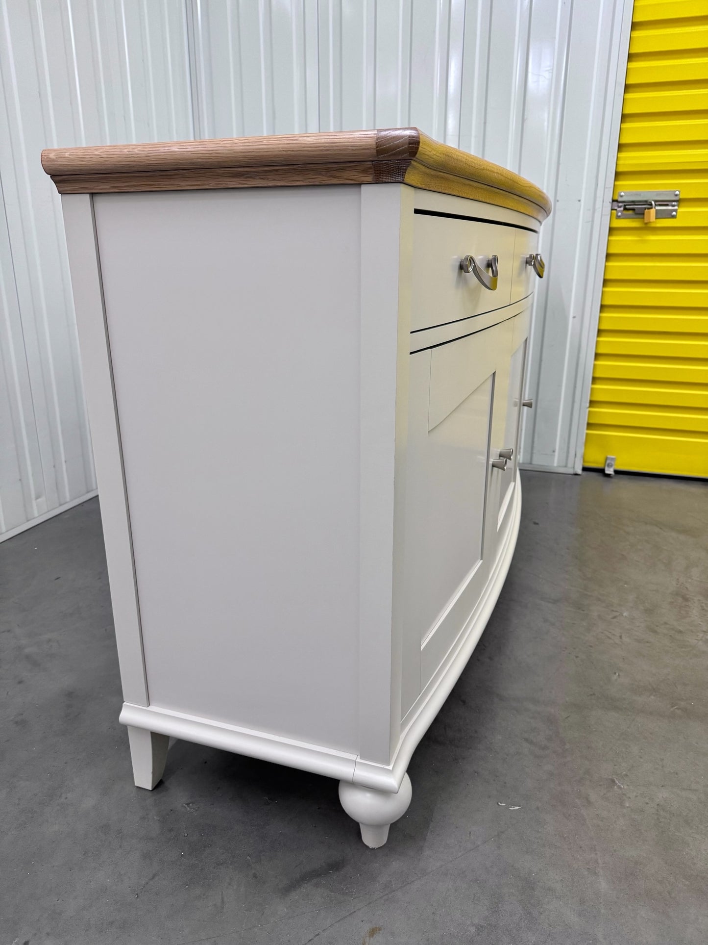 Bentleys Pale Oak Top & Painted Bow Fronted Sideboard RRP £1199