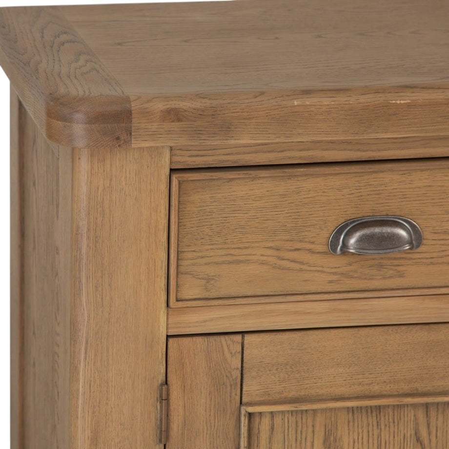 Smoked Oak 4-Door Sideboard with Chunky Oak Tops and Rounded Corners