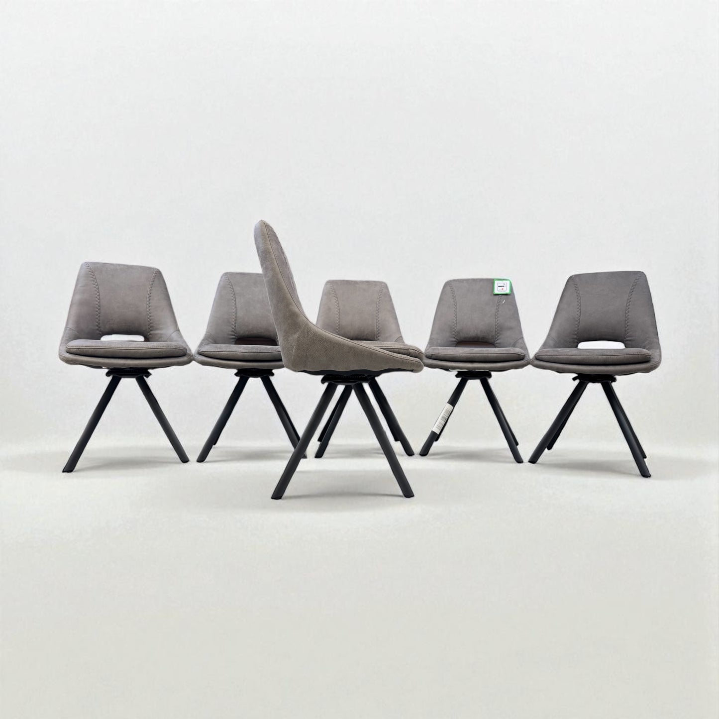 Set of 6 Dark Grey Suede Look Swivel Dining Chairs, From Oak Furnitureland RRP £260 Each