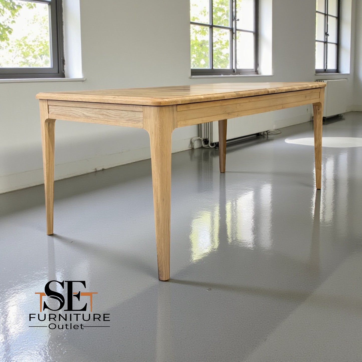 Light Natural Solid Oak Extending Dining Table, 6 to 8 Seater Newton Range From Oak Furnitureland RRP £869