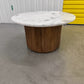 Solid Mango Wood Fluted Base & White Marble Top Coffee Table