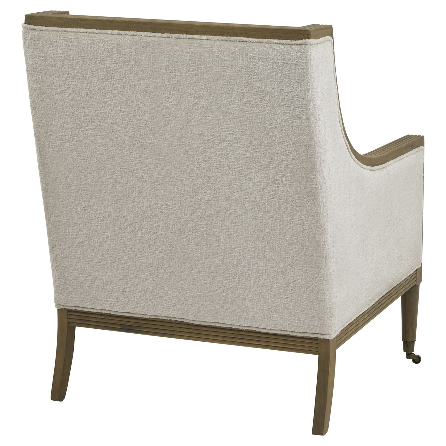 ALBURY IVORY FABRIC & WOODEN FRAME ARMCHAIR ON WHEELS