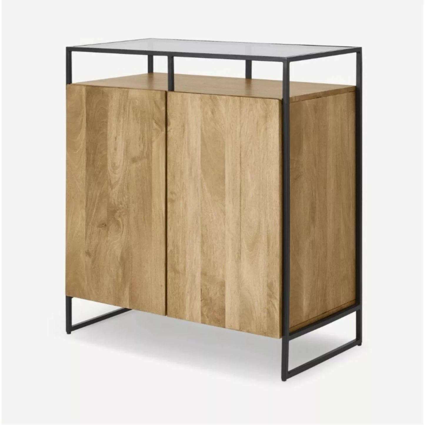 MADE.Com Light Mango Wood Kilby Compact Sideboard with Glass Top RRP £535