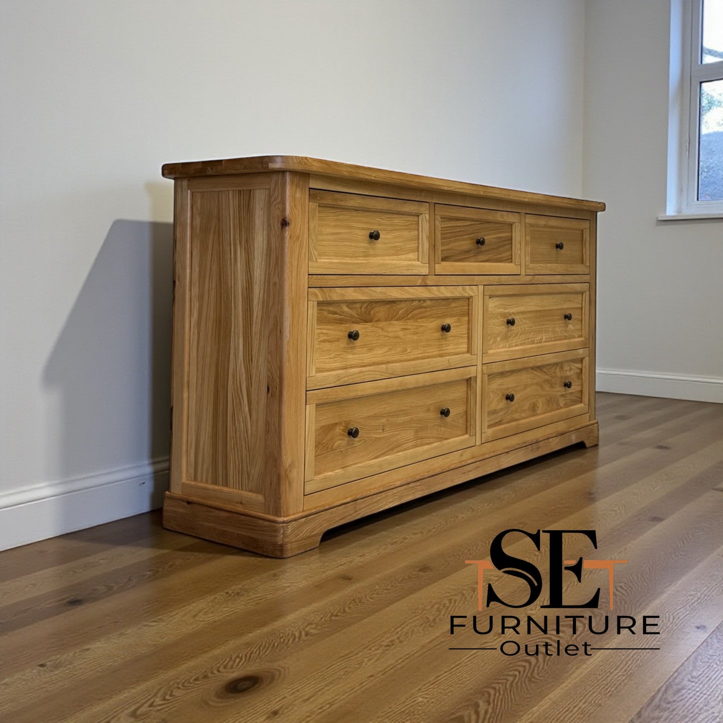 Natural Solid Oak 7 Drawer Chest, Brennan Range From Oak Furnitureland RRP £899