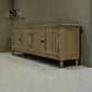 Grey-toned Limewashed Finish Solid Oak and Quality Oak Veneer Media TV Console Fits up to 75", Camille Range RRP £999