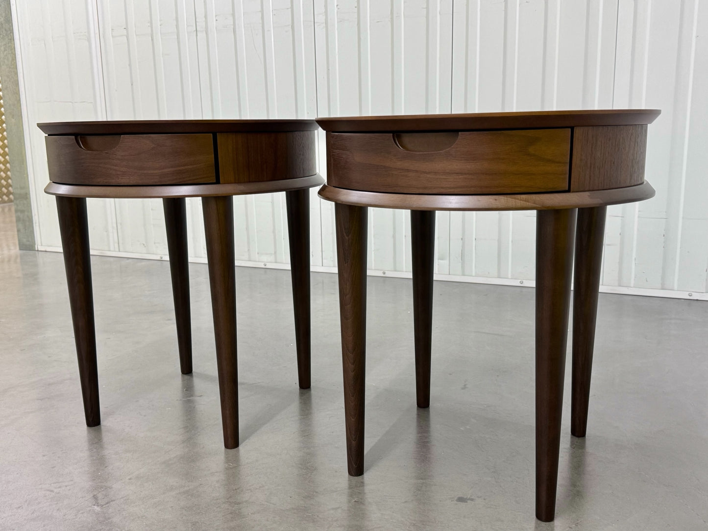 Bentleys Solid Walnut Lamp Tables With Drawer