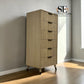 Textured Fluted Front & Brass-Plated Handles Tallboy from Oakridge Blonde Oak Range RRP £699