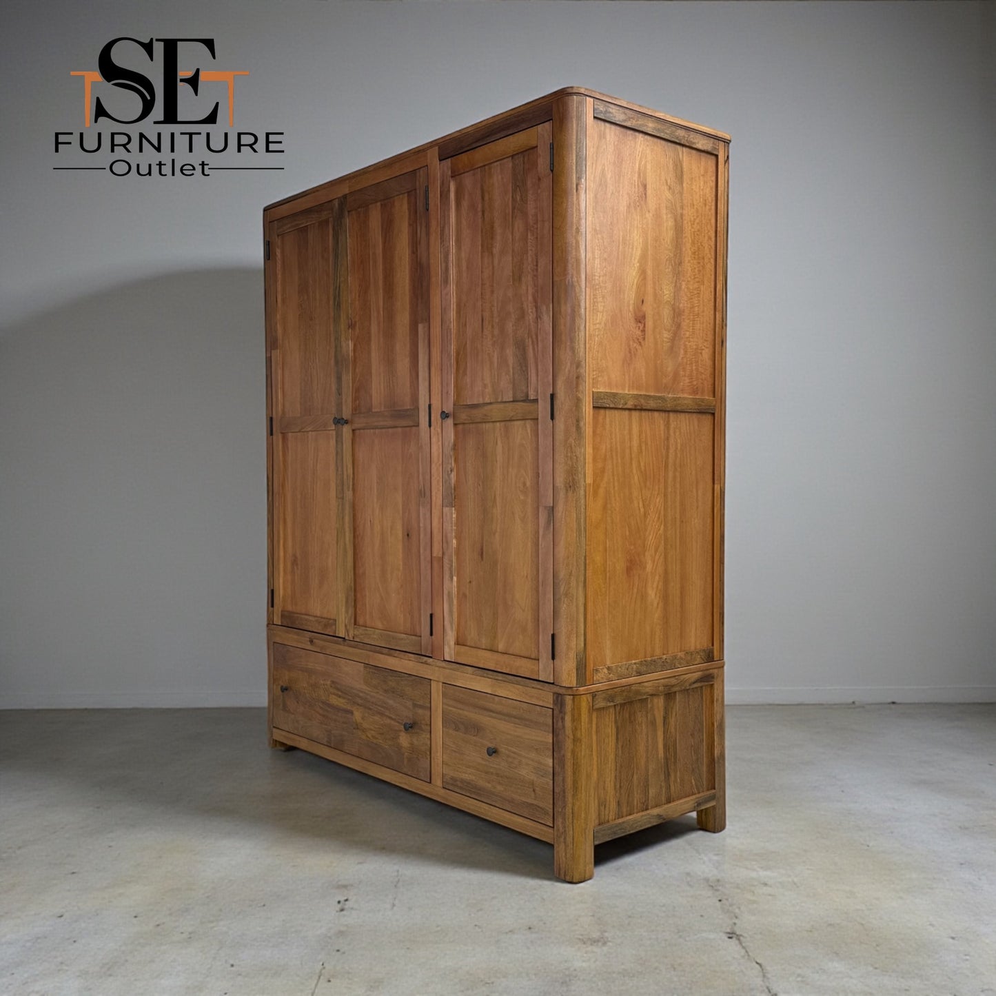 Natural Solid Mango Wood Triple Wardrobe Noah Range From Oak Furnitureland RRP £1699