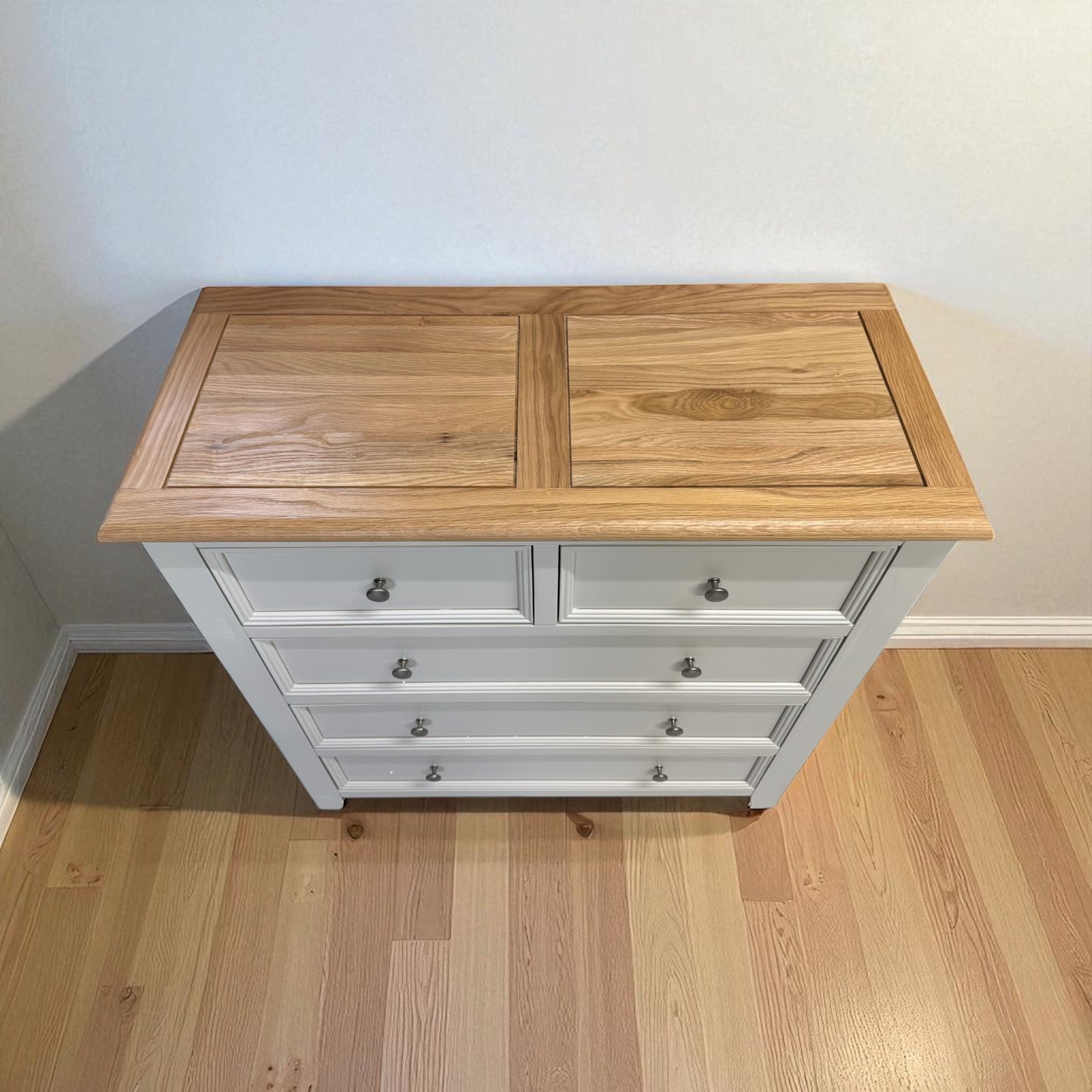 Natural Solid Oak & Painted 5 Drawer Chest, From Oak Furniture Superstore