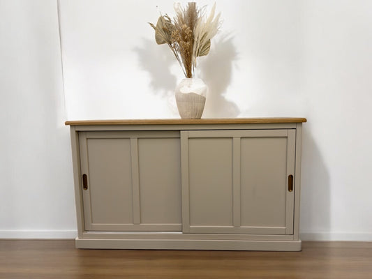 Oak Furnitureland Oak Top & Grey Painted Sideboard with Brass Coloured Hardware Henley Range RRP £649